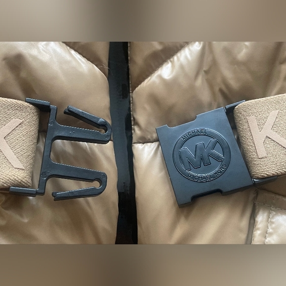 Michael Kors Dark Camel MK Puffer Jacket Belted Designer Coat S - 3X - Picture 2 of 15